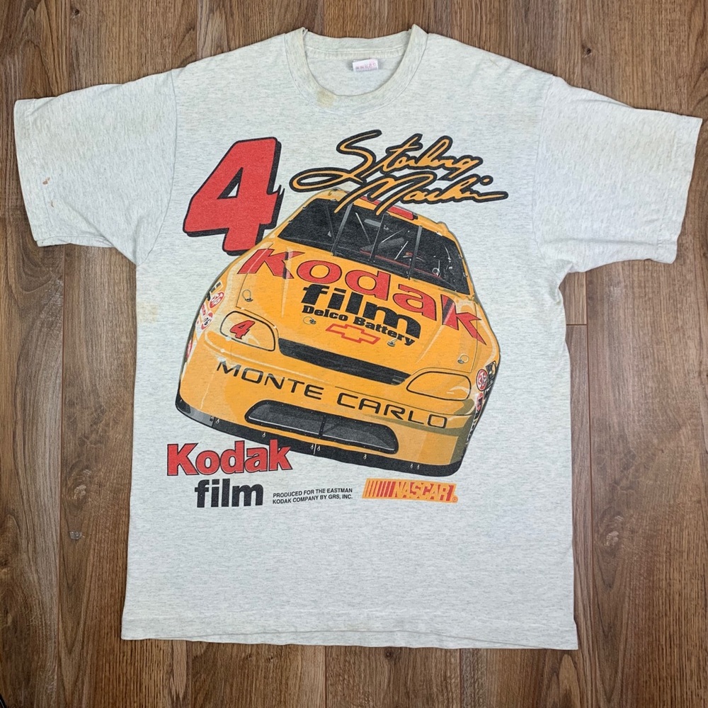 Vintage L Kodak Film NASCAR Sterling Marlin TShirt